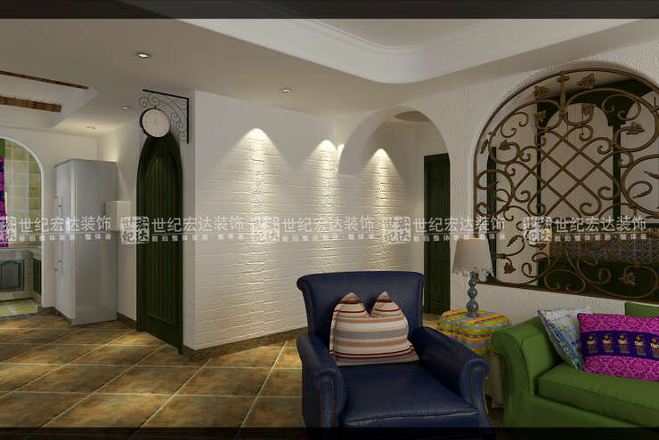 沙发墙后的铁艺让门厅和客厅的关系有种灵动的感觉。